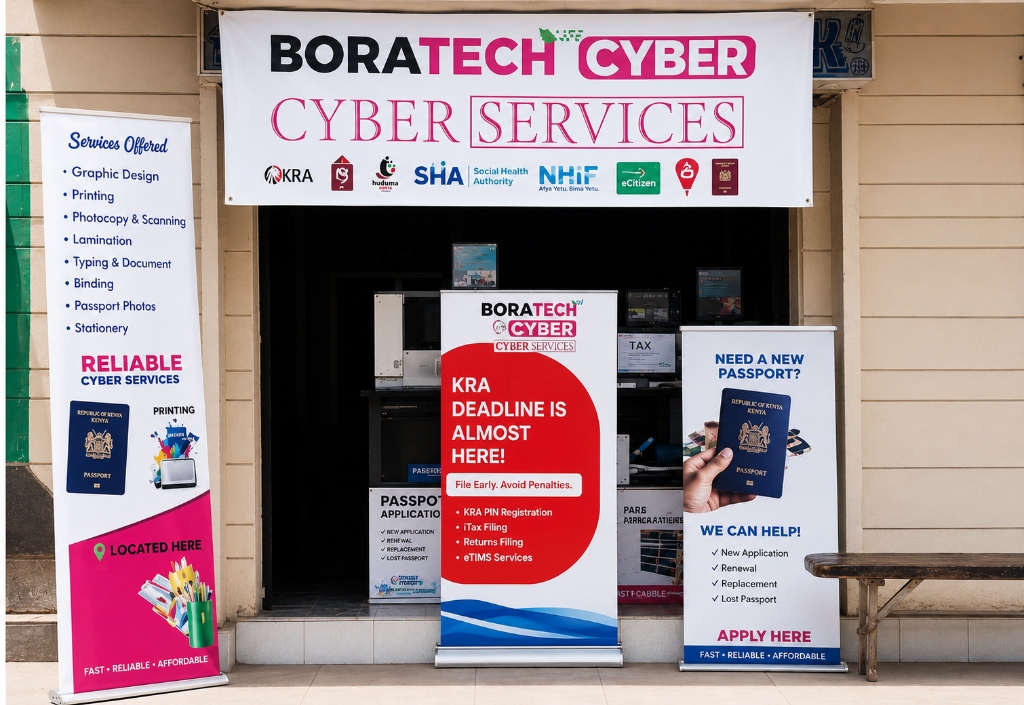 BoraTech Cyber Services storefront โ Upper Hill Guest House Building, Makasembo Road, Eldoret