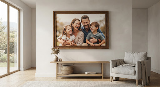 Large framed family portrait printed and framed at Boratech Cyber Eldoret